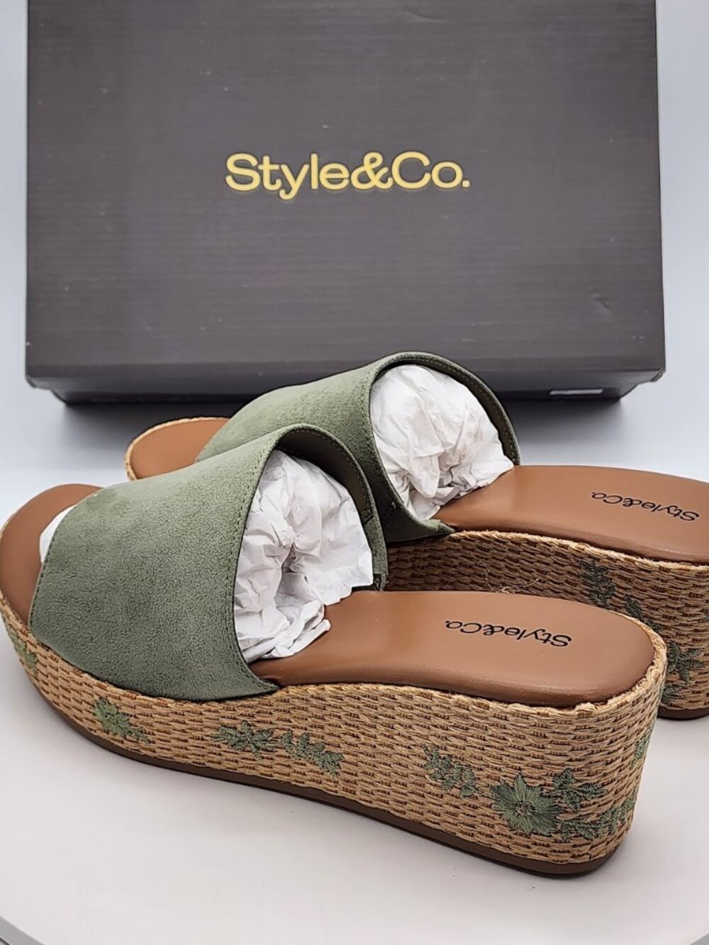 Style & Co Sage Embroidered Espadrille Wedge Sandals Size 8 M - Picture 4 of 8